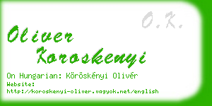 oliver koroskenyi business card