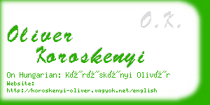oliver koroskenyi business card